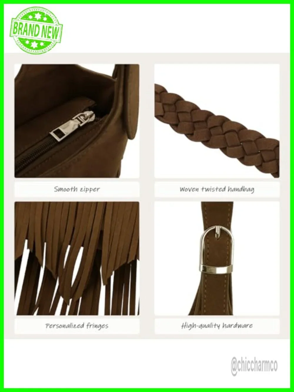 Fringe Shoulder Bag for Women Western Hobo Purse Vegan Faux Suede Leather Woven